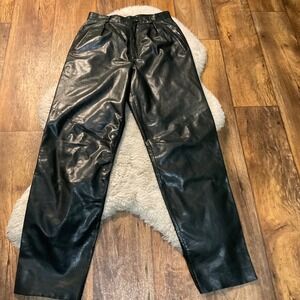 Wilson Leather Pants Black Size 10 Vintage Pleated Front Pockets Moto Straight L